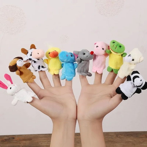 Puppet theater with 10 plush finger animals new, unused