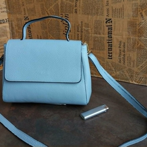 Chiara Canotti small shoulder bag new, light blue leather