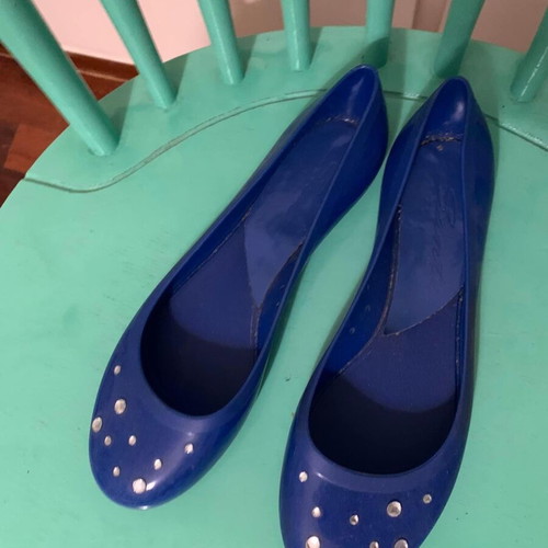 Jelly shoes ballerinas like new, blue with decorative elements