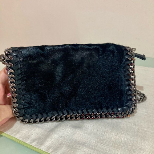 Italian Job crossbody bag made of genuine leather and pony skin like new, black