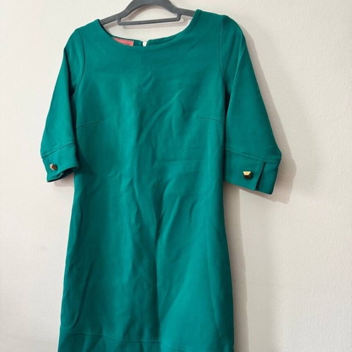 Passager emerald green midi dress with gold back zipper, like new, size M