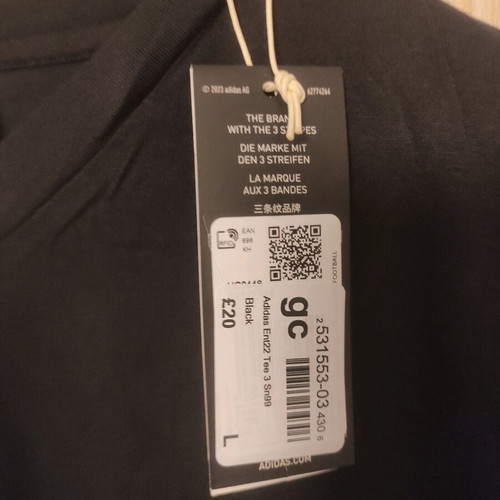 Adidas Unisex Sports Shirt L Black New