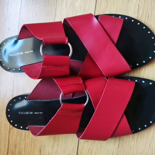 Leather sandals new, red, size 40