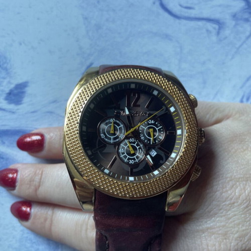 Marc Ecko leather watch used, brown - burgundy