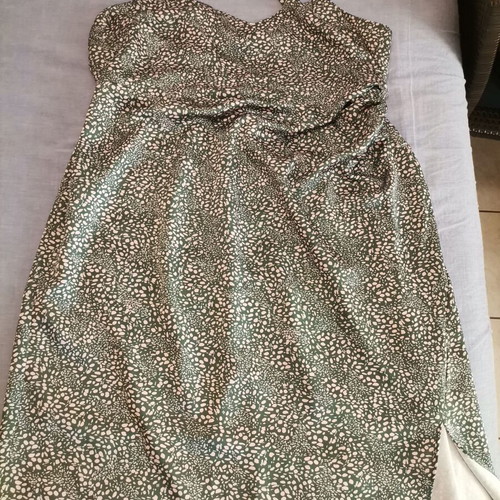 Dress like new in olive color, empire cut and crossover style