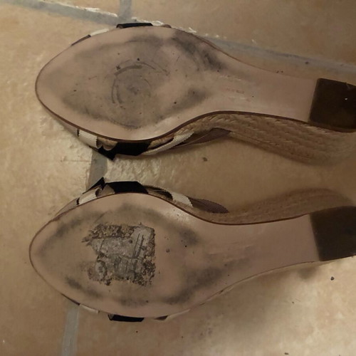 Salvatore Ferragamo platform espadrille sandals like new, beige