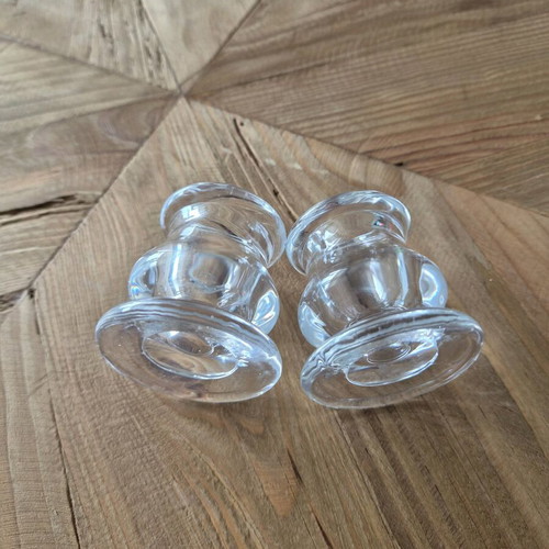 Set of 3 glass candlesticks like new, height 5.5cm