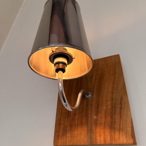 Set of 2 decorative wall lights with teak wood like new