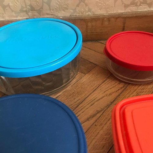 Tupperware used, pack of 11, 2 glass, various retro sizes