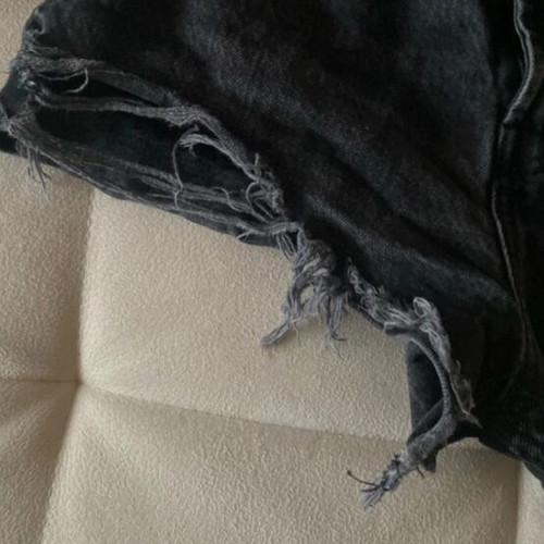 Zara black distressed denim shorts, size S