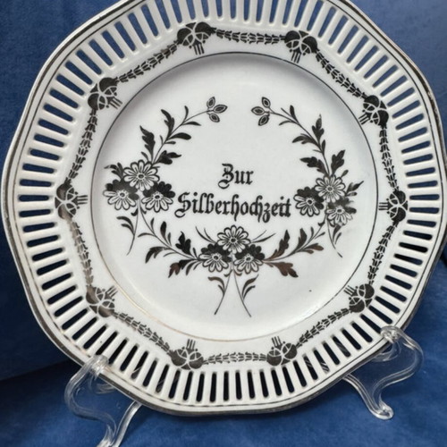 Decorative porcelain plates set used, German, 3 pieces