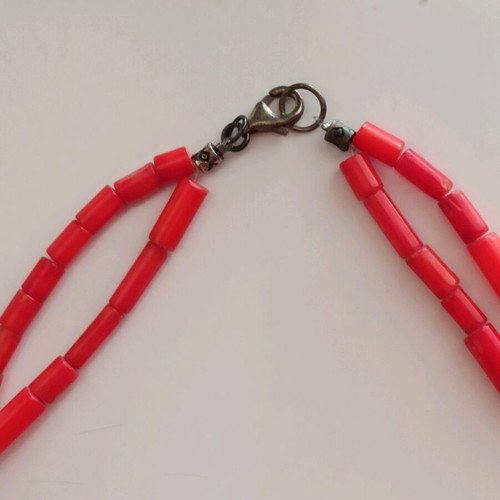 Handmade necklace with natural coral and turquoise stones new