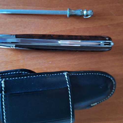 French knife new with leather case and sharpening steel