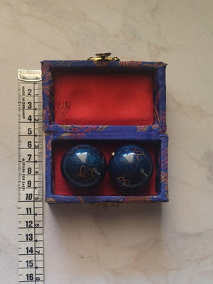 Baoding Health and Meditation Balls used, metal with cloisonné enamel