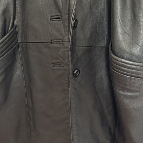 Leather coat size M used, black with batwing sleeves