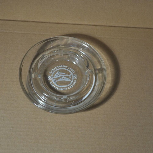 Karageorgis Lines glass ashtray new, 16cm diameter