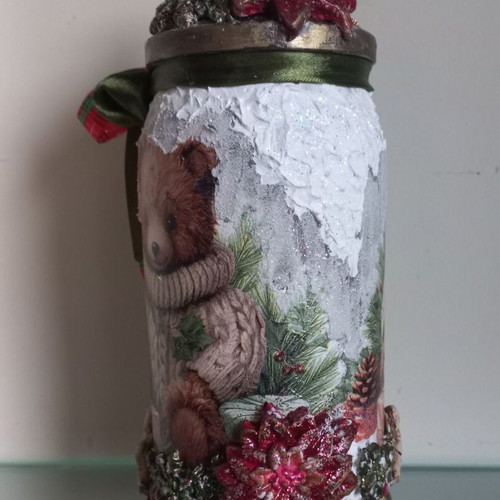 Christmas vase handmade new 24×10 cm