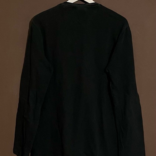 Lacoste pique long sleeve mao polo shirt used, size XL, black stone washed
