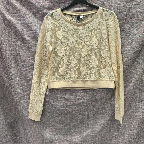 H&M summer lace blouse like new, beige