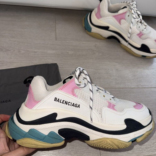 Balenciaga Triple S Sneakers used, white pink turquoise, size 41