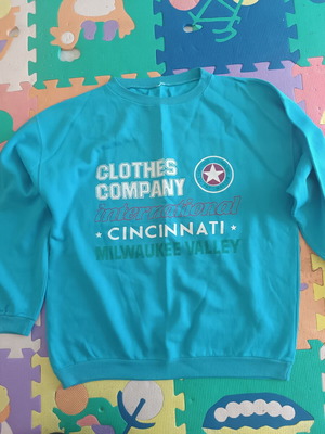 Vintage large sweatshirt 40 years used, turquoise color