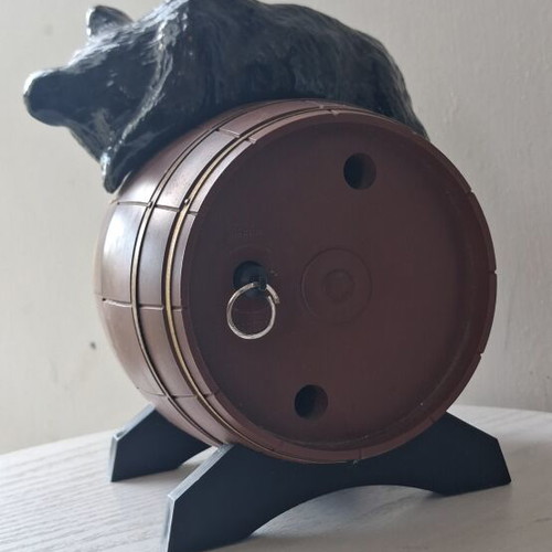 Molnija wind-up table clock with bear figure