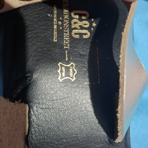 Leather sandals C&C Fashionstreet new, black and gold, size 41