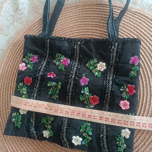 Paradis d’Enfer handbag like new, black with sequins and floral details