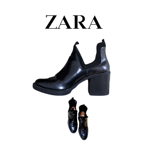 Zara black ankle boots like new, size 39, PU material