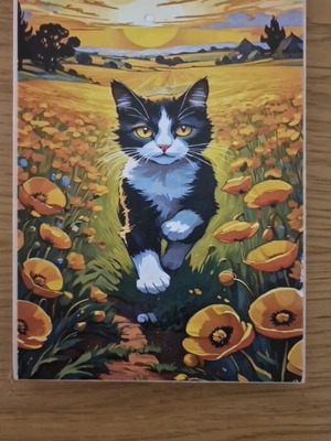 Wooden decorative cat plaque like new, size 13×18