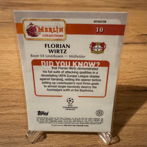 Florian Wirtz Refractor Topps Merlin card like new