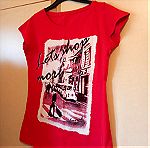  Μπλούζα t-shirt κόκκινη με στάμπα, Medium