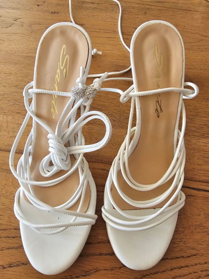 Sante Lace Up Sandals white, new, heel 10 cm, size 38