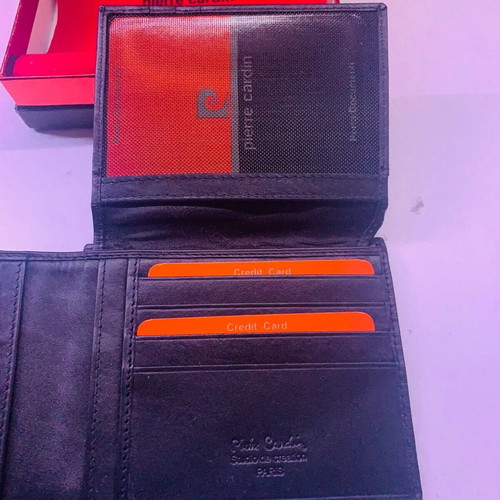 Pierre Cardin men's wallet new, black with embossed texture