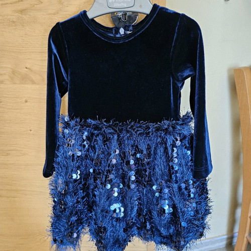 Dress for 2-year-old girl like new, dark blue velvet
