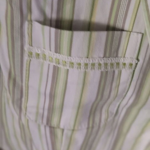 Jacket with cotton fabric and subtle yellow and green stripes like new