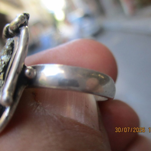 Women's 925 Silver Ring with Pyrite, New