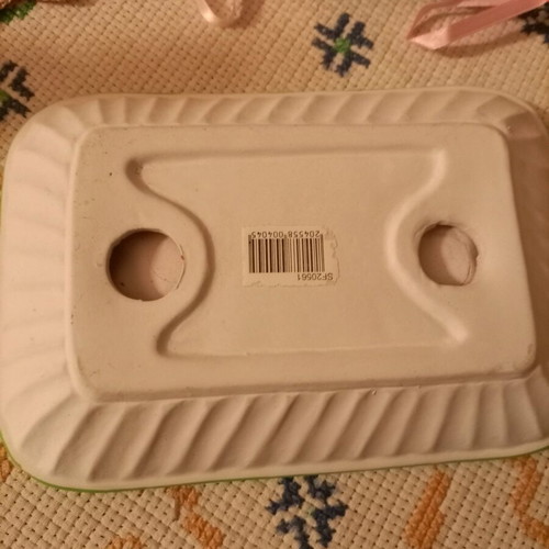 Small platter 20x12 cm like new with paper hanging eggs