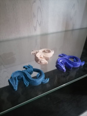 Dragon figurines new, set of 3, plaster and acrylic
