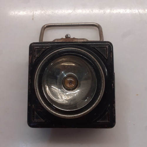 Artas square flashlight 1950's used, black with wear