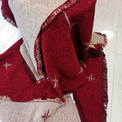 Throw blankets set two-piece burgundy and gold beige