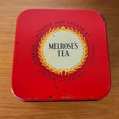 Melroses 1950 metal tea tin used