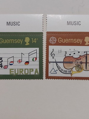 Σειρά αναμνηστικών γραμματοσήμων Guernsey 1985 Παγκόσμιο Έτος Μουσικής σαν καινούργια, ασφράγιστα