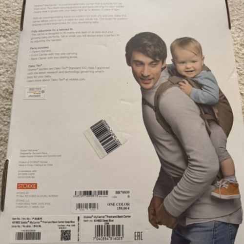 Stokke MyCarrier μπροστινός και πίσω μάρσιπος, Deep Blue, οργανικό βαμβάκι