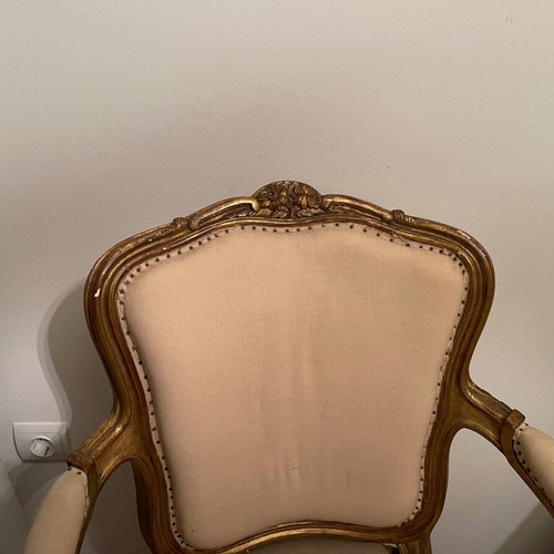 Set of 2 Louis XV armchairs used, over 100 years old