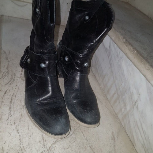 Leather boots used, black, size 36