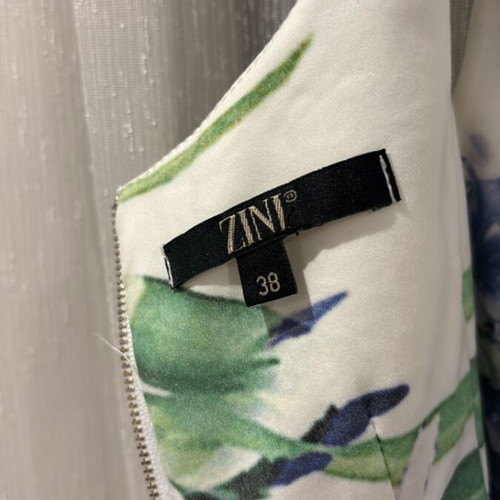 Zini Mid-Length Flared Dress used, white and blue, size M