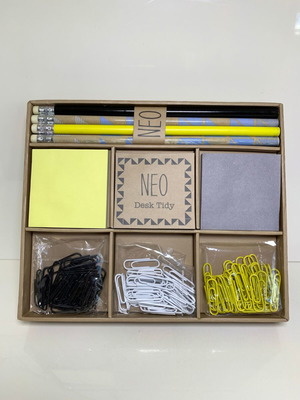 Desk set for notes new with pencils, notepads and paper clips