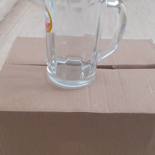 Amstel beer glasses new, set of 6, 400 ml thick glass with handle