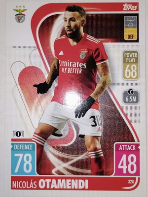 Nicolás Otamendi Benfica collectible card Topps UEFA Match Attax 2021-2022 like new